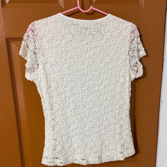 Calvin Klein Women's Cream Textured Blouse - Picture 4 of 6